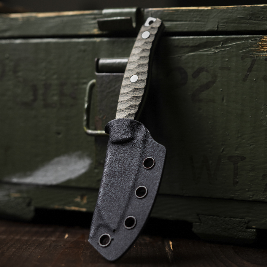 Heidi #3 fixed blade knife Knife Lounge Exclusive with sheepfoot blade and black micarta handle