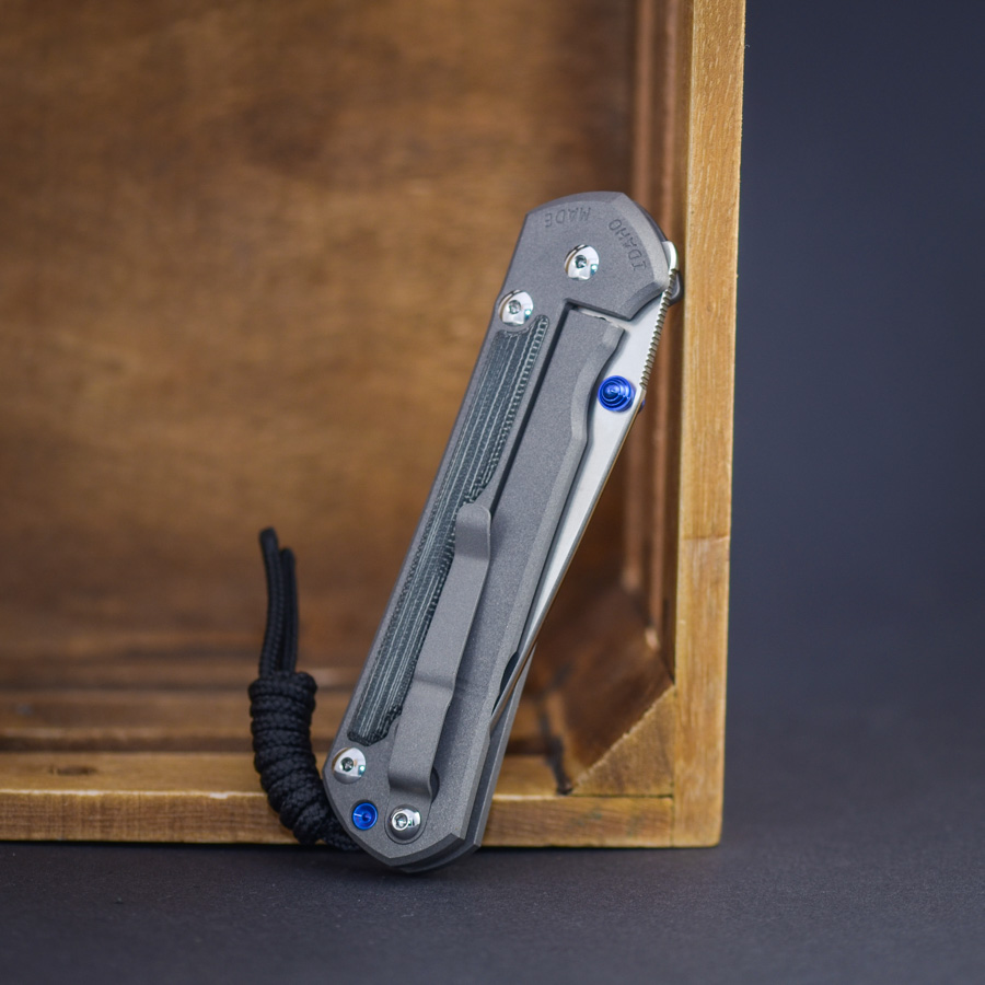 Chris Reeve Sebenza 31 Canvas Micarta black - Double Lug and blue Hardware