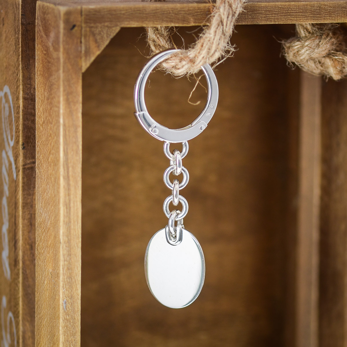 Key Ring with Chain and Oval Plate