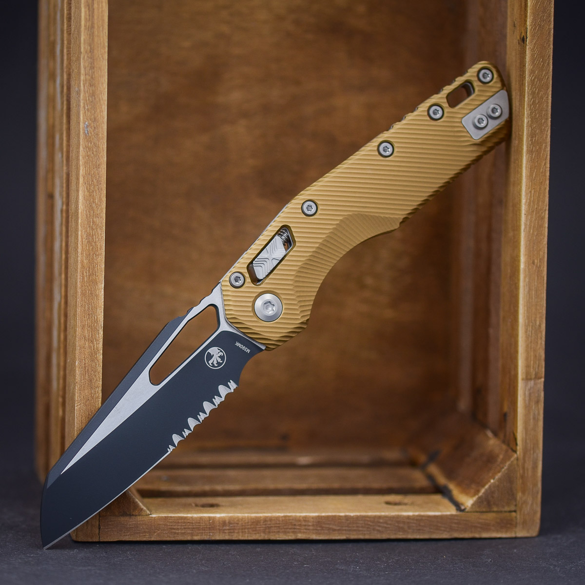 Microtech MSI S/E Black Part Serrate Fluted Aluminium Tan Klinge, Messer, Waffe, Dolch