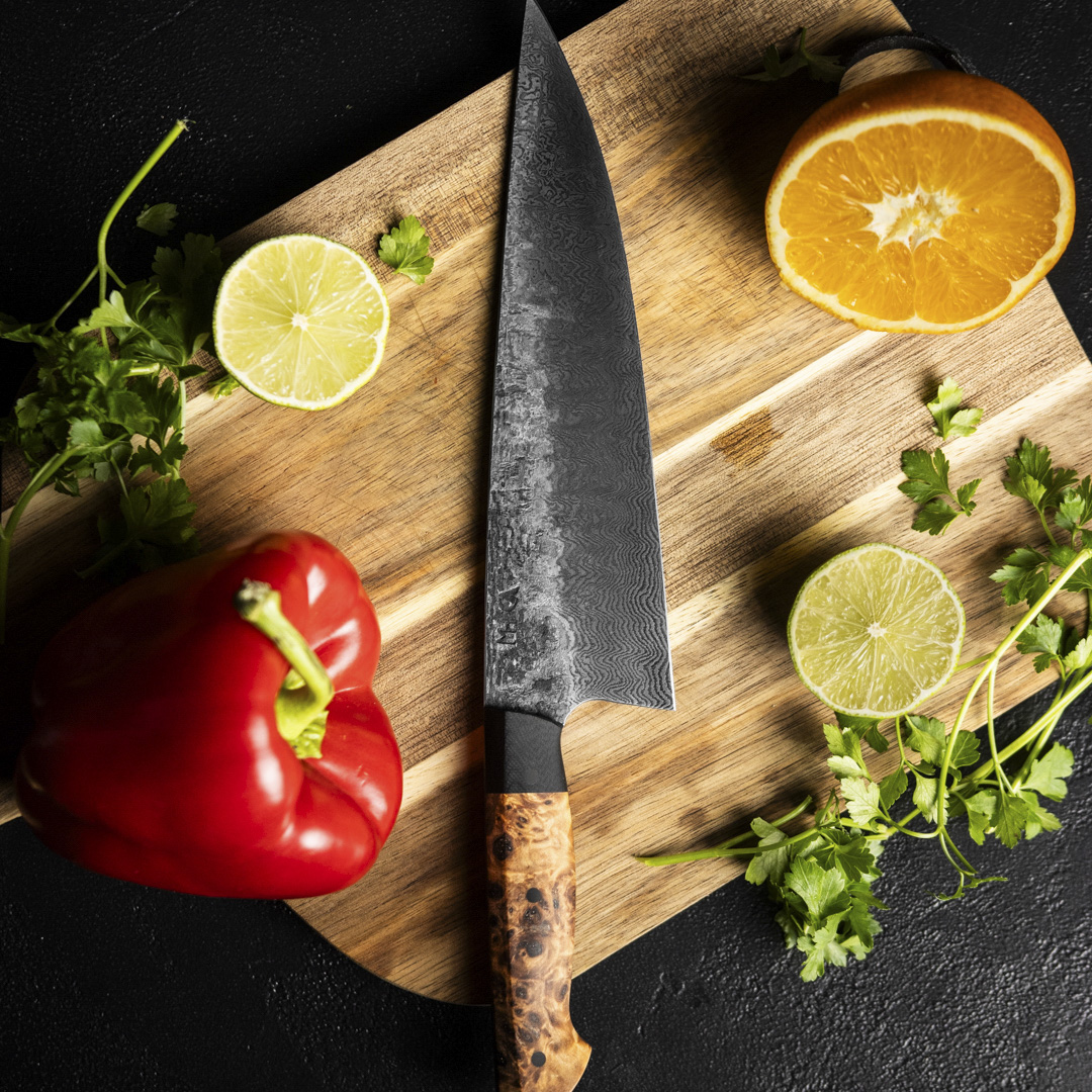 Martin Huber Chefknife Damascus Light Poplar Essen, Klinge, Waffe, Messer