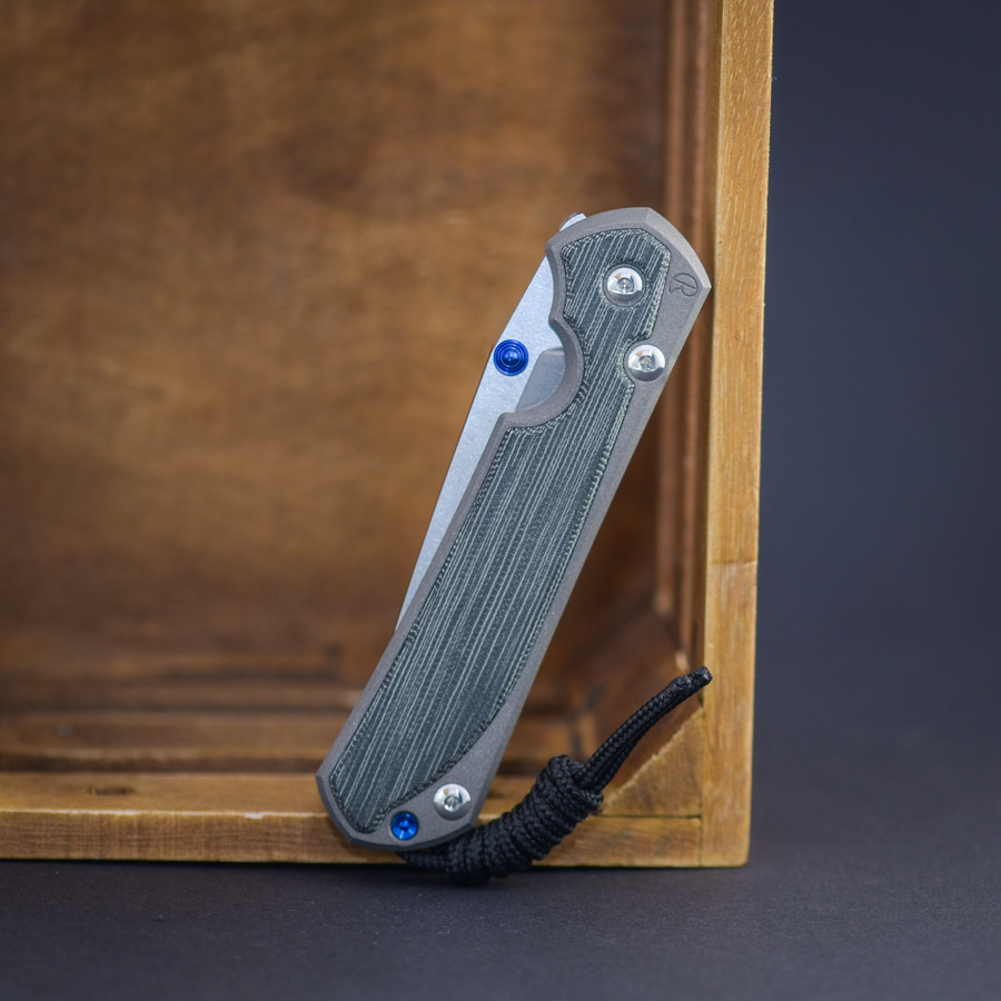 Chris Reeve Sebenza 31 Canvas Micarta black - Double Lug and blue Hardware