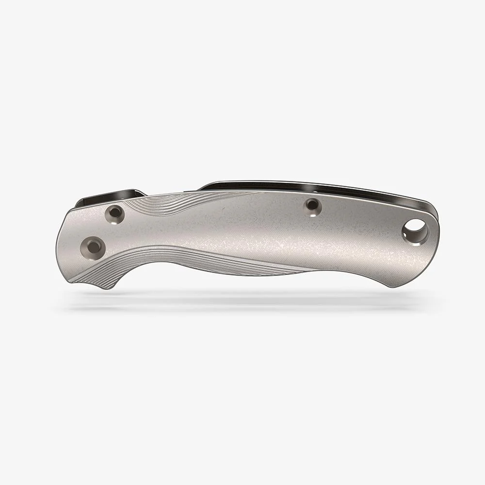 Flytanium Titanium Lotus Scales for Spyderco Paramilitary 2 Knife - Titanium Stonewash – Image 3