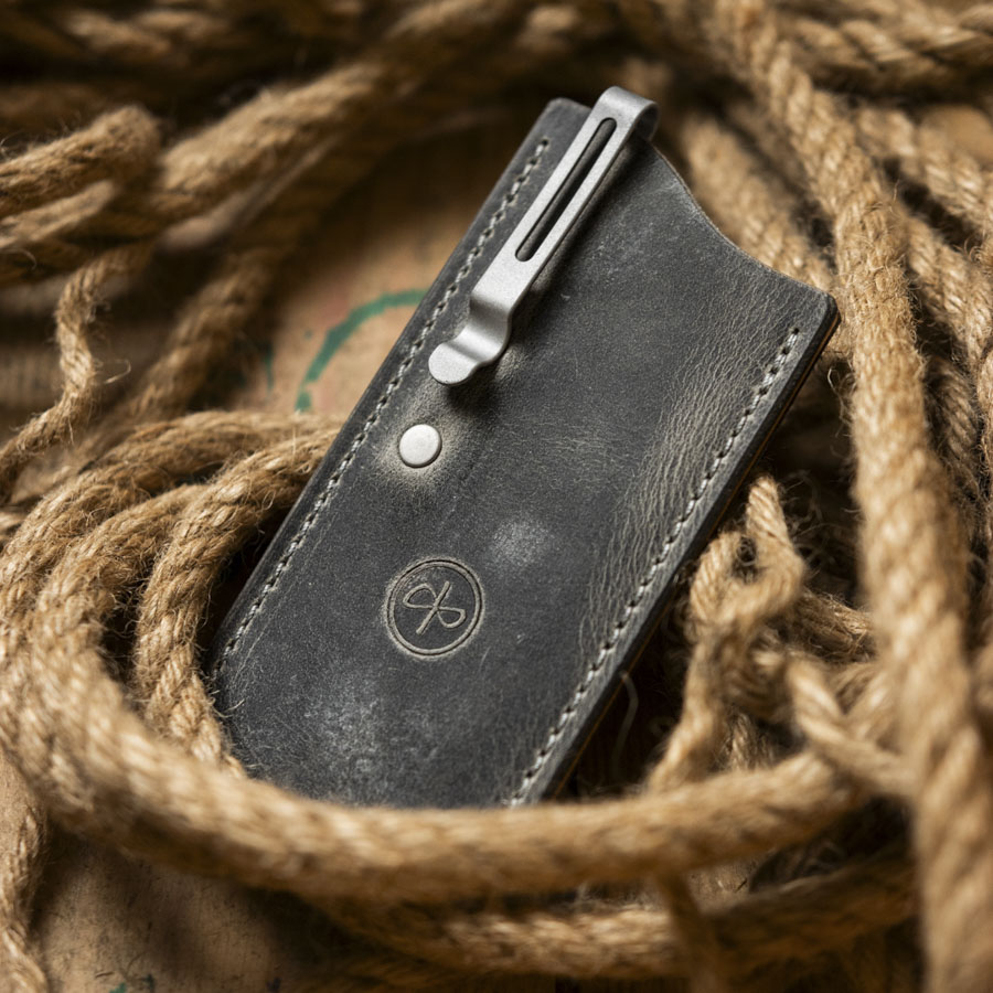 The ClipSlip Crazy Horse Leather (Gray) KnifeLounge Exclusive – Image 3