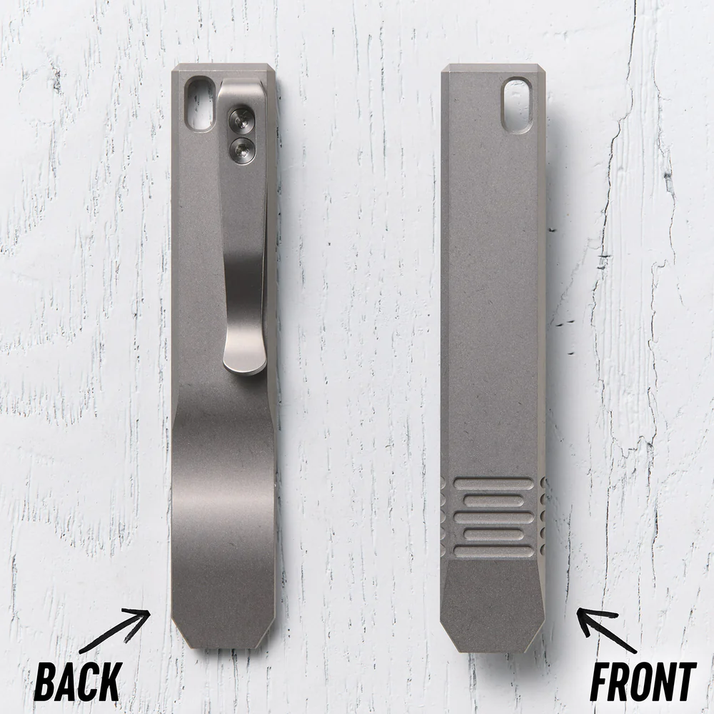 Notorious EDC Dirty Deeds Pry Bar Vorder- und Rückseite mit Pocket Clip