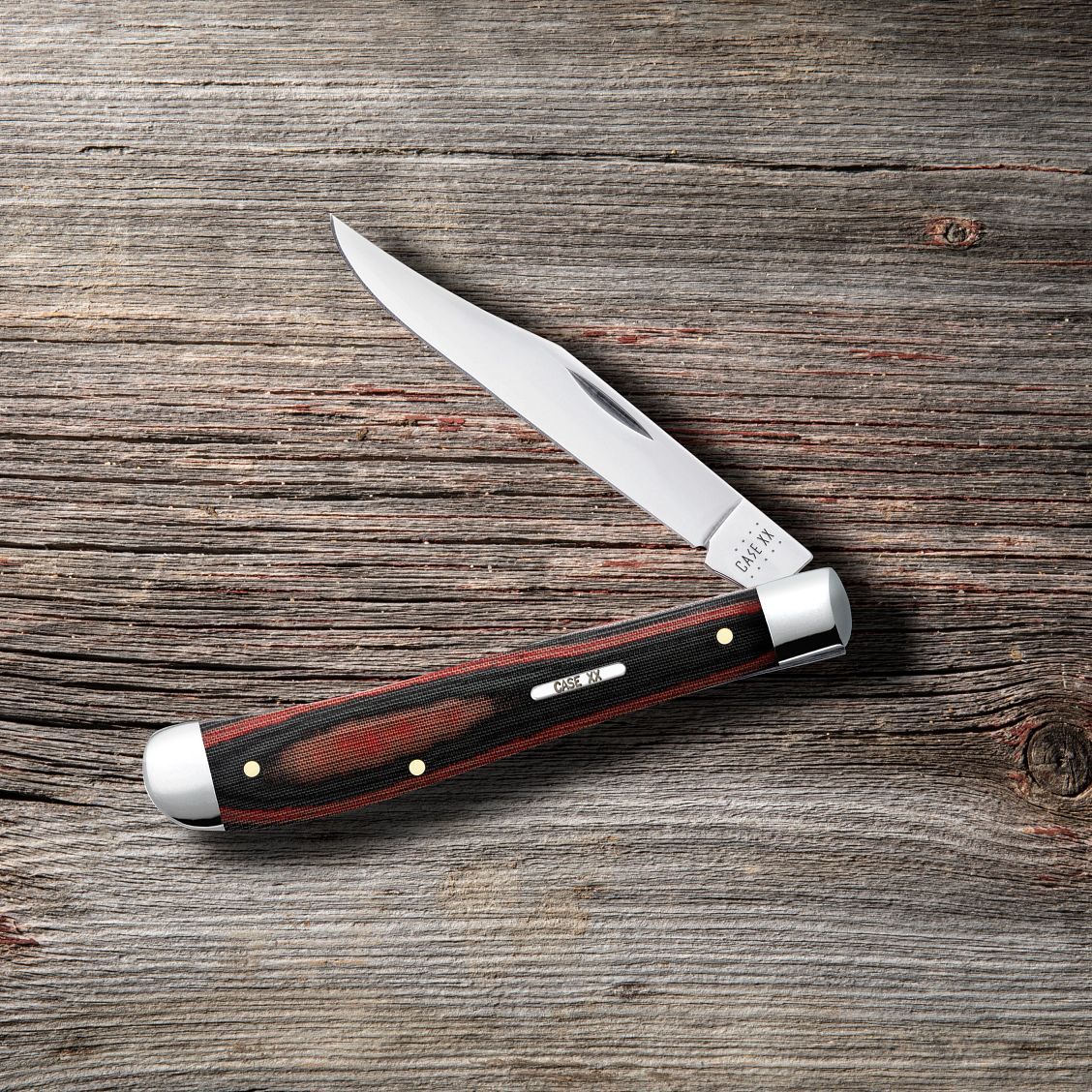 Case Black Red Micarta Smooth Slimline Trapper