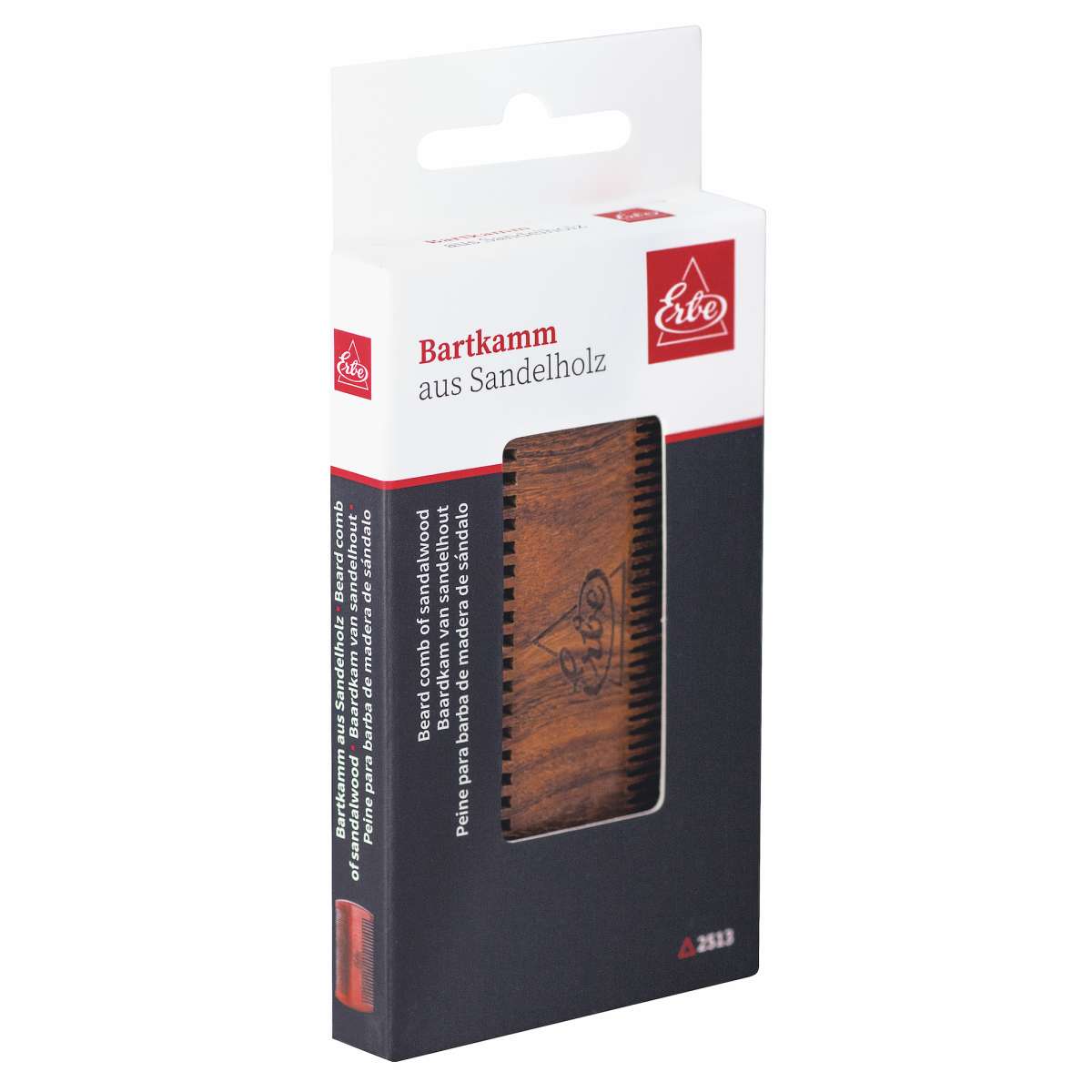 Erbe Solingen beard comb double-sided sandalwood – Image 2