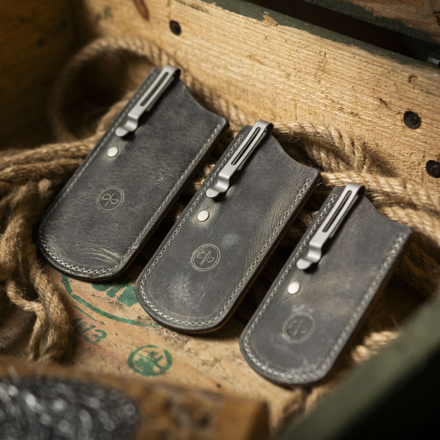 The ClipSlip Crazy Horse Leather (Gray) KnifeLounge Exclusive – Image 1
