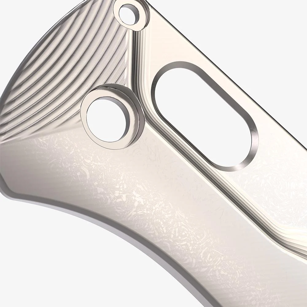 Flytanium Titanium Crossfade Scales for Benchmade Bogout Knife - Titanium Stonewash – Image 3