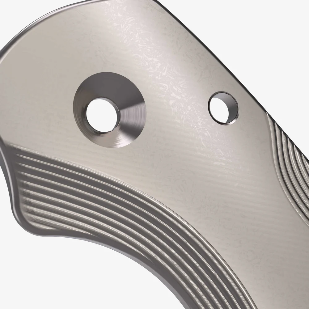 Flytanium Titanium Lotus Scales for Spyderco Paramilitary 3 Knife - Titanium Stonewash – Image 1