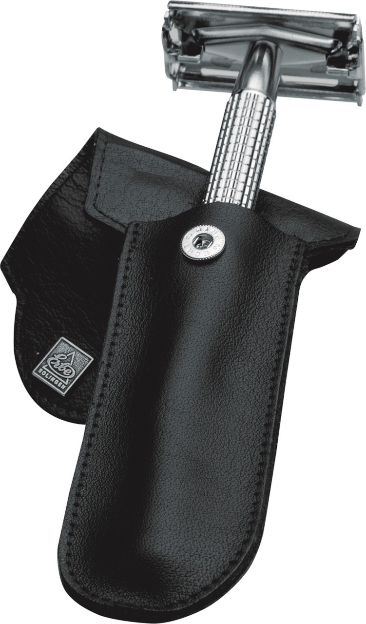 Erbe Solingen black leather case for razors