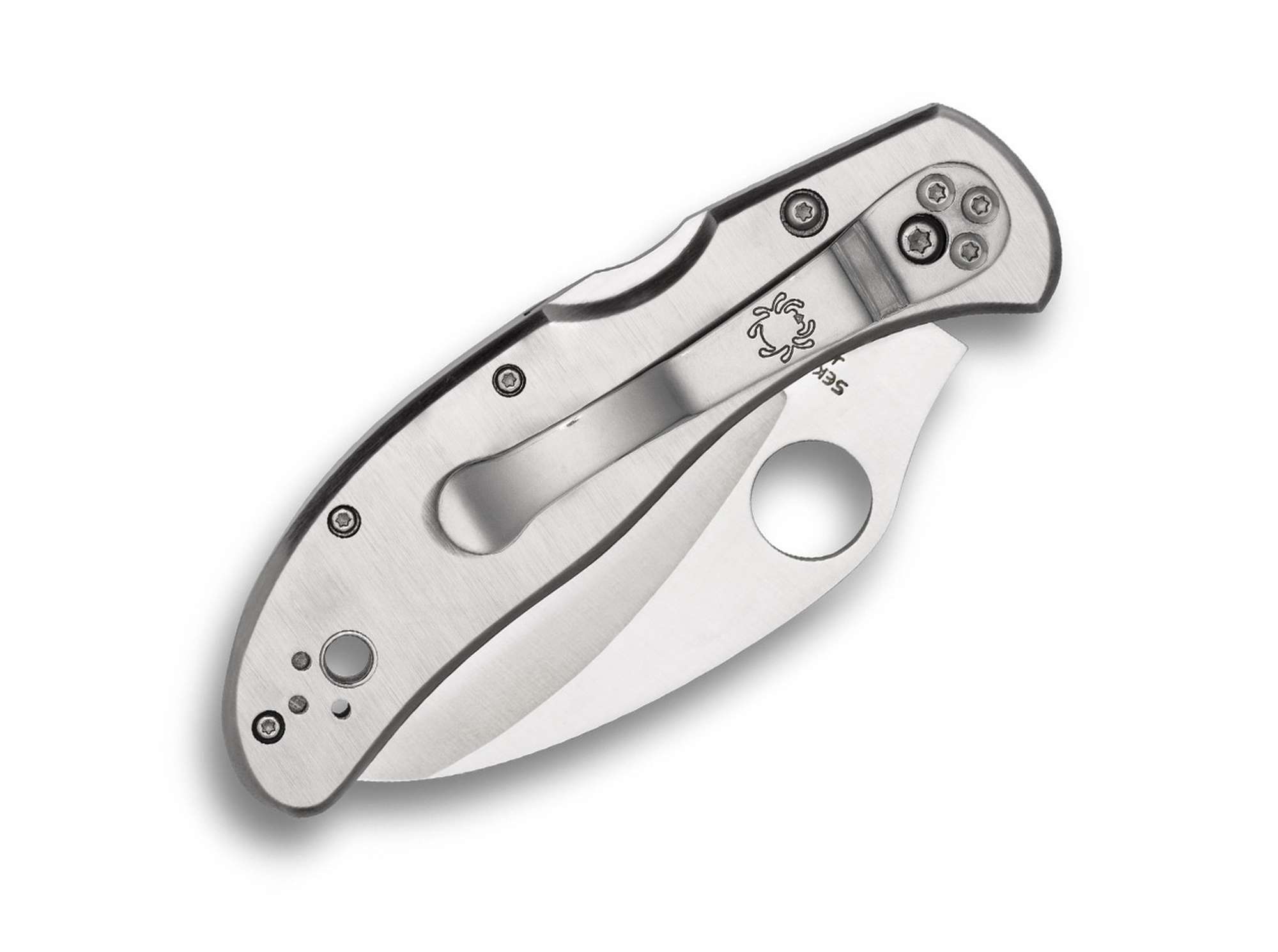 Spyderco Harpy 2025 Plain Edge Taschenmesser geschlossen Edelstahlgriff