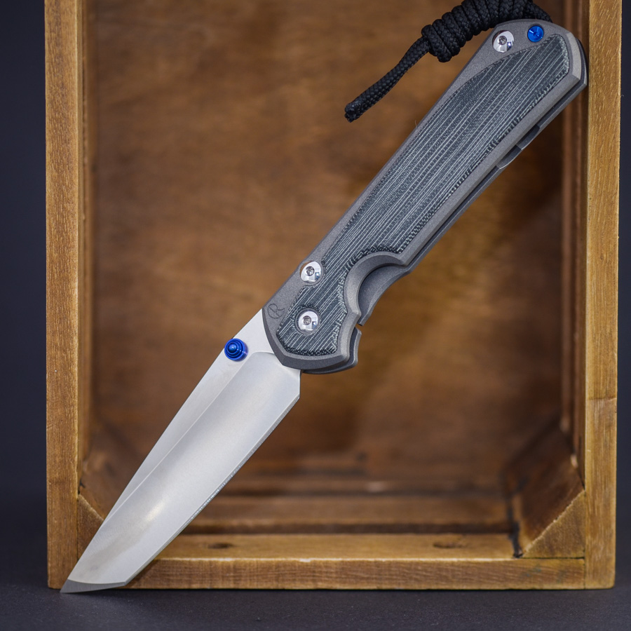 Chris Reeve Sebenza 31 Canvas Micarta black - Double Lug and blue Hardware
