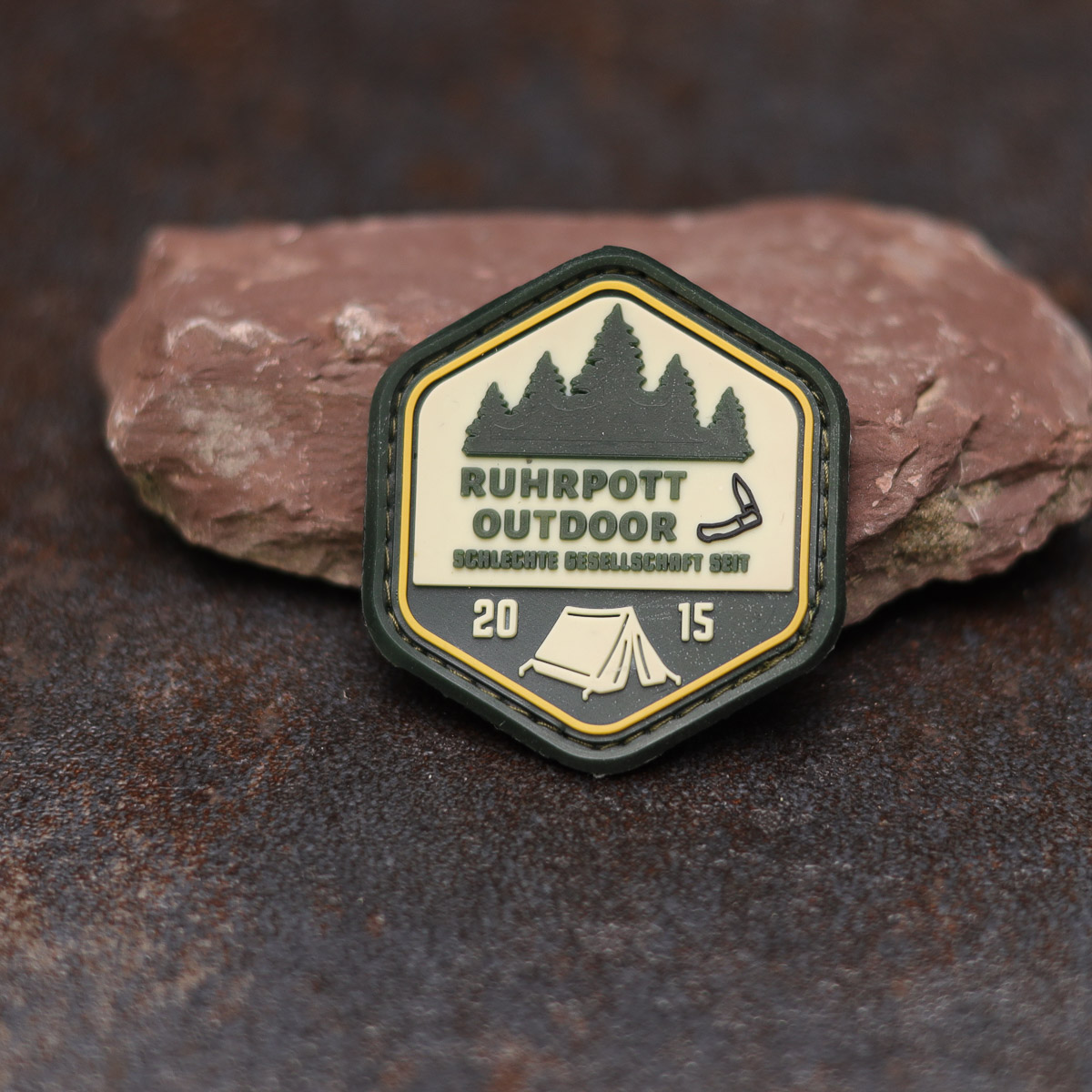 Ruhrpott Outdoor Patch "Schlechte Gesellschaft" Green/Beige Abzeichen, Logo, Symbol