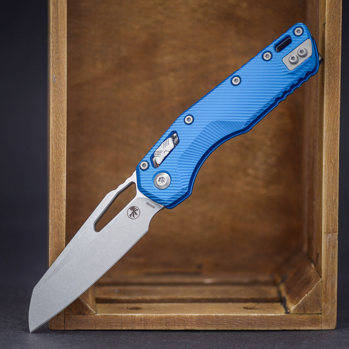 Microtech MSI S/E Stonewashed Standard Fluted Aluminium Blue Klinge, Messer, Waffe
