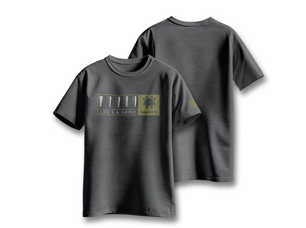 Spyderco T-Shirt Life's a Grind Heather Grey – Image 1