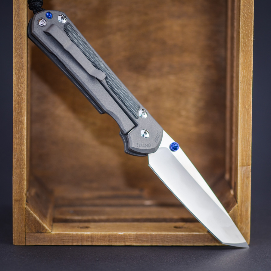 Chris Reeve Sebenza 31 Canvas Micarta black - Double Lug and blue Hardware