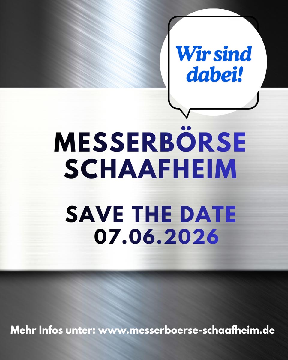 online Flyer über dieMesserbörse in Schaafheim mit Satz "Wir sind dabei"